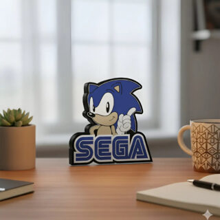 Lampara Velador Led 3d Lampara Sonic Sega Negro Blanco
