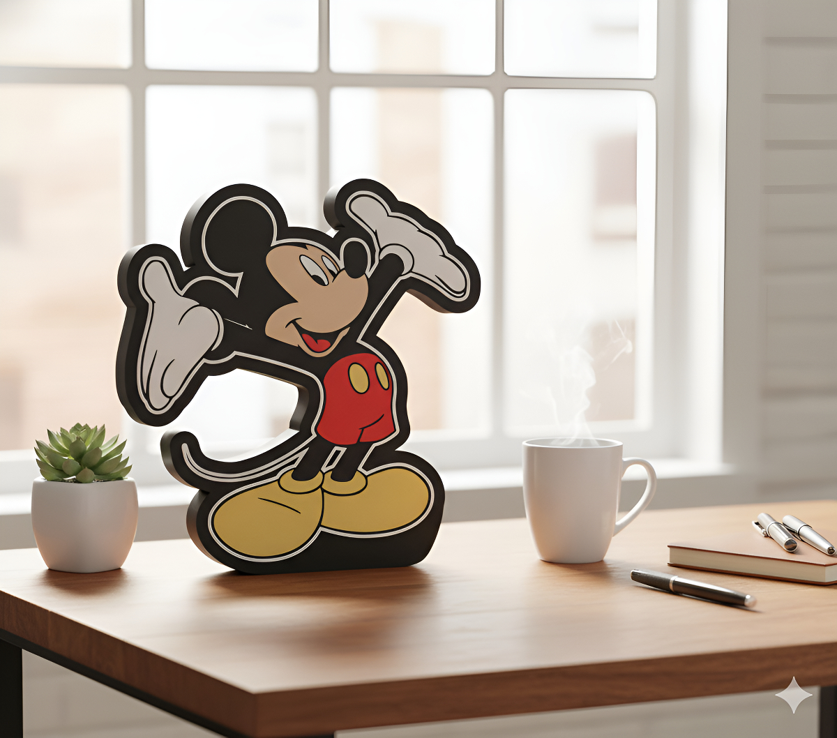 Lampara Velador Led 3d Mickey Mouse Negro Blanco