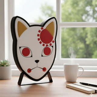 Lampara Velador Led Casatridimensional Tanjiro Kamado 24 Cm Negro Blanco