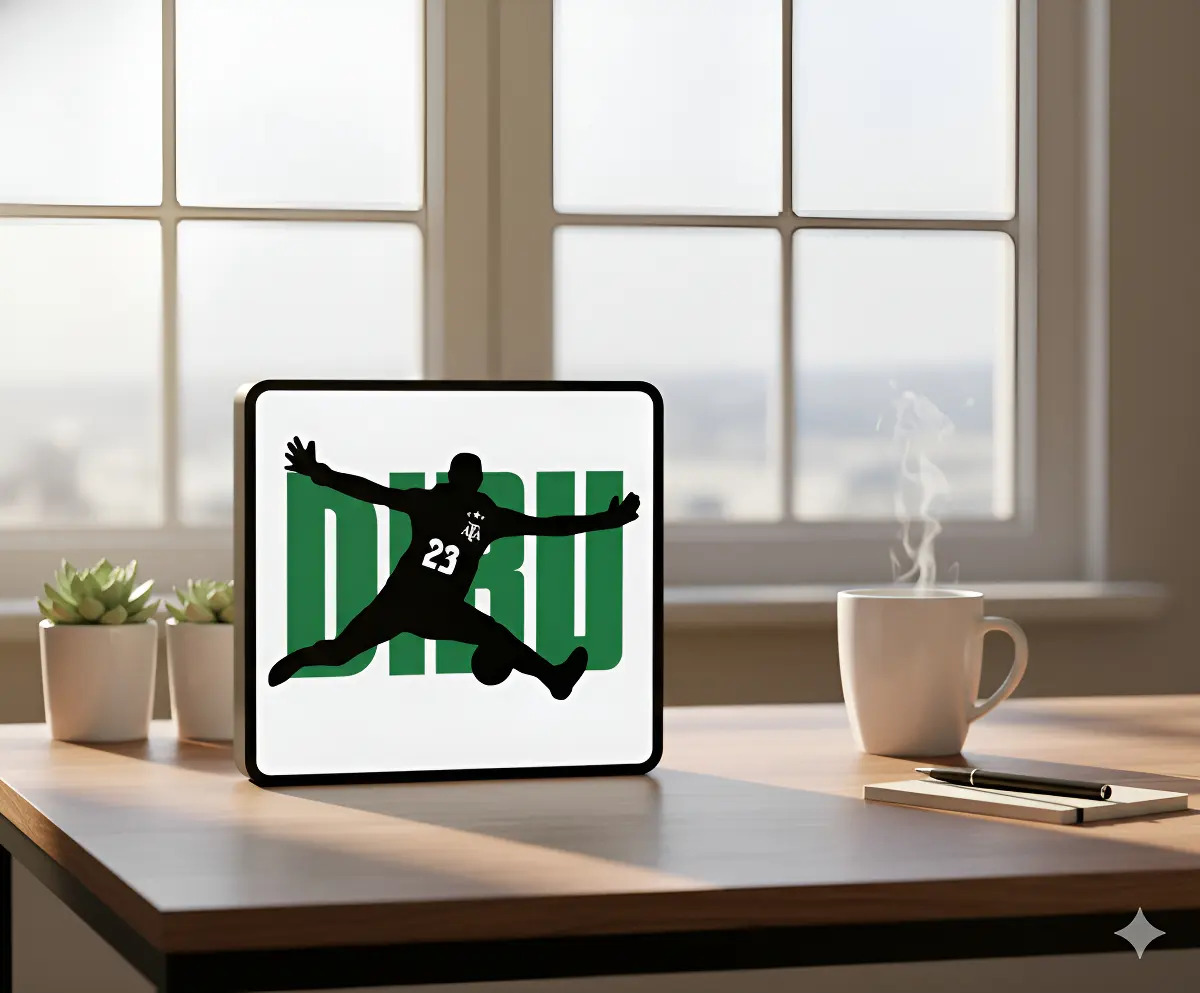 Lampara Velador Led 3d Dibu Martinez Blanco Verde