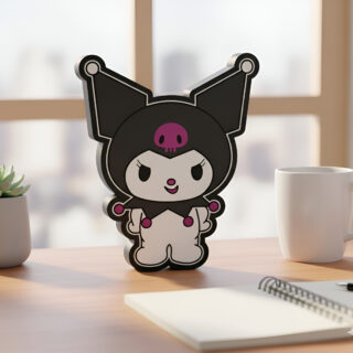 Lampara Velador Led 3d Kuromi Negro Blanco