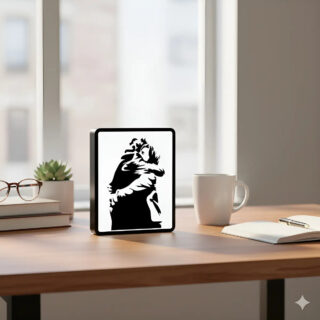 Lampara Velador Led 3d Abrazo Nestor Y Cristina Negro Blanco