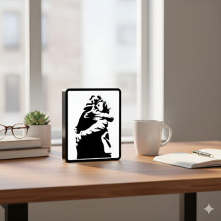 Lampara Velador Led 3d Abrazo Nestor Y Cristina Negro Blanco