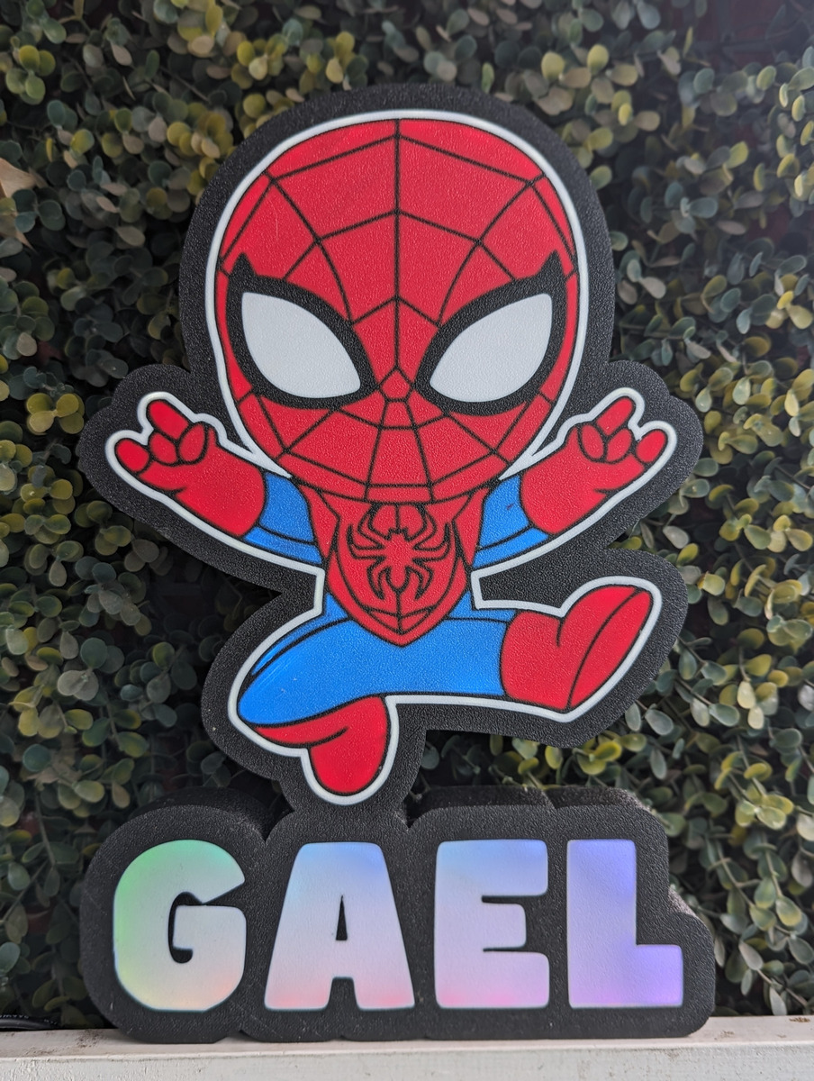 Lampara Velador Led 3d Spiderman Personalizable Negro Blanco - Image 2