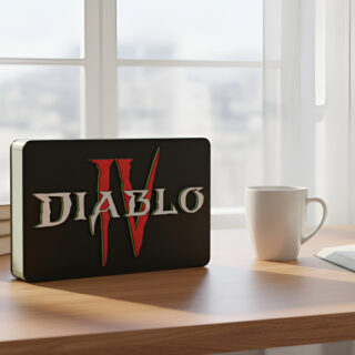 Lampara Velador Led 3d Diablo Iv Negro Blanco