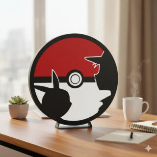 Lampara Velador Led 3d Pokemon Go Casatridimensional Negro Blanco