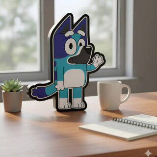 Lampara Velador Led 3d Bluey Negro Blanco