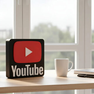 Lampara Velador Led 3d Youtube Cuadrado Negro Blanco