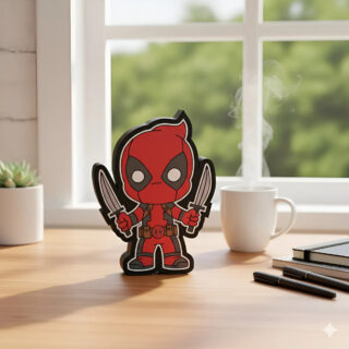 Lampara Velador Led 3d Deadpool Negro Blanco