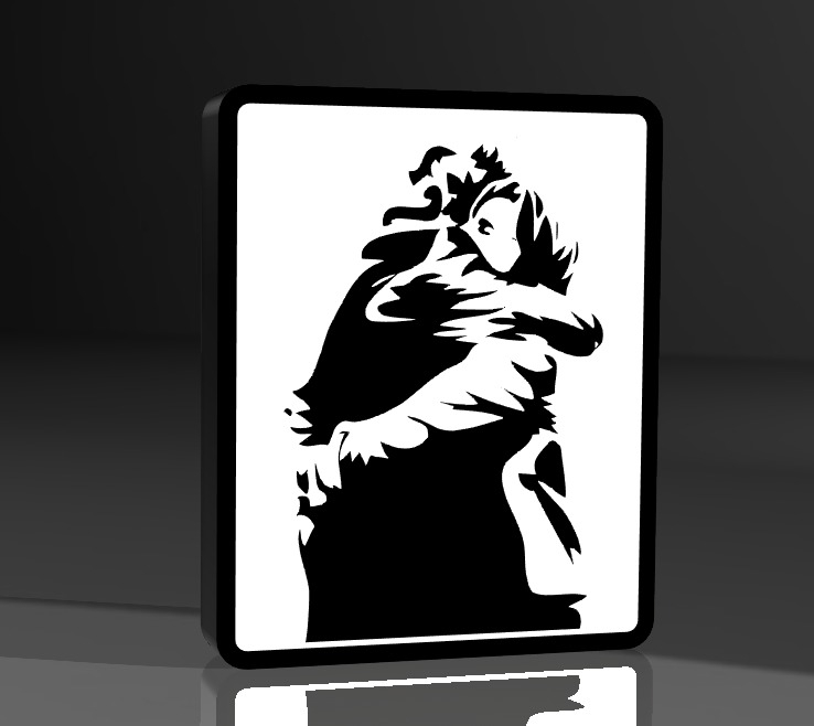 Lampara Velador Led 3d Abrazo Nestor Y Cristina Negro Blanco - Image 2