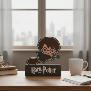 Lampara Velador Led 3d Harry Potter En Escoba Negro Blanco