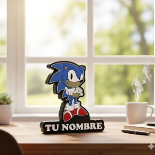 Lampara Velador Led 3d Sonic Negro Blanco