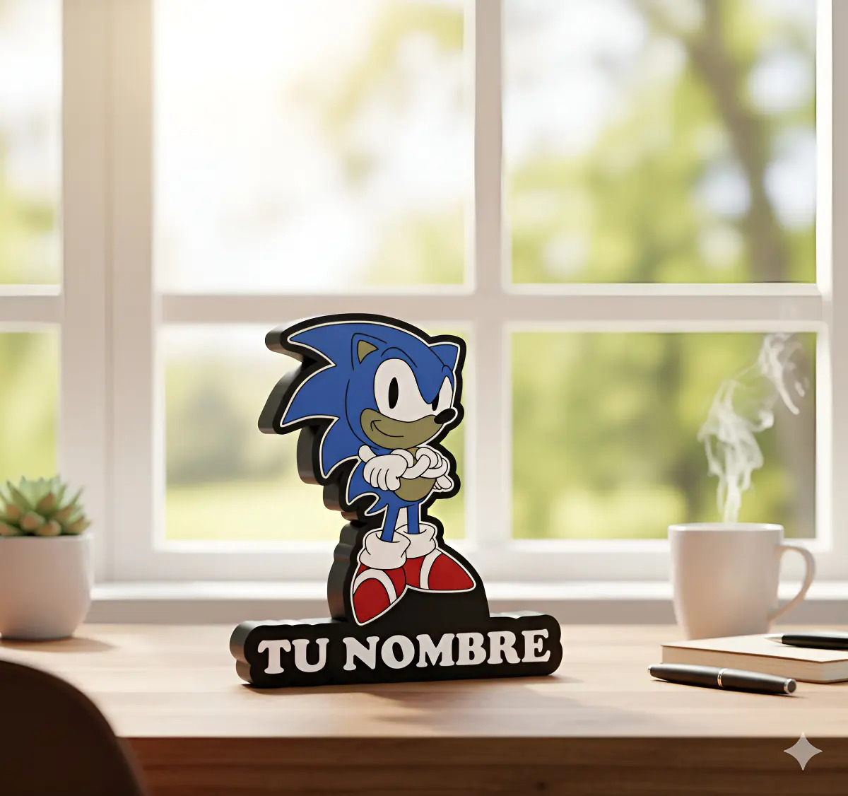 Lampara Velador Led 3d Sonic Negro Blanco