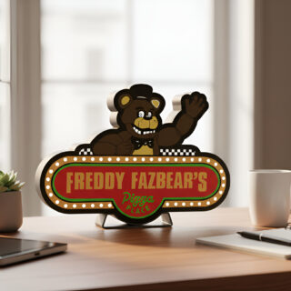 Lampara Velador Freddy Fazbear - Casatridimensional 24x20 Cm Negro Blanco