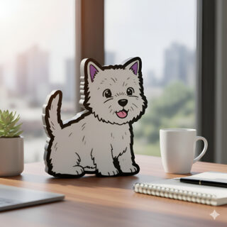 Lampara Velador Led 3d Perro Westy Blanco