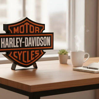 Lampara Velador Led 3d Harley Davidson Negro Blanco