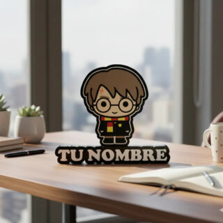 Lampara Velador Led 3d Harry Potter Personalizable Negro Blanco