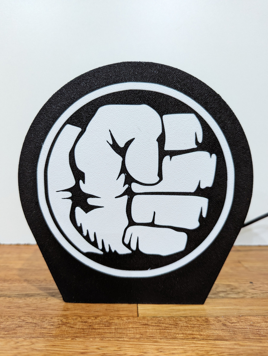 Lampara Velador Led 3d Hulk Negro Blanco - Image 3