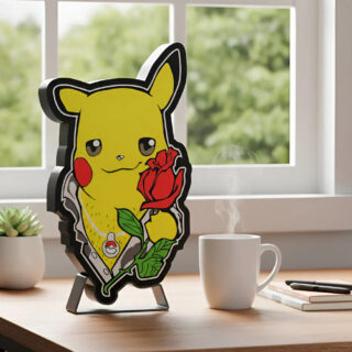 Lámpara De Mesa Pikachu Leo Matioli Casatridimensional 24 Cm Negro