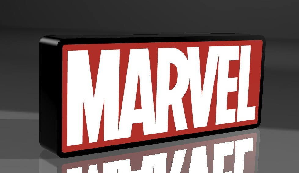 Lampara Velador Letrero Led 3d Marvel Negro Blanco - Image 3