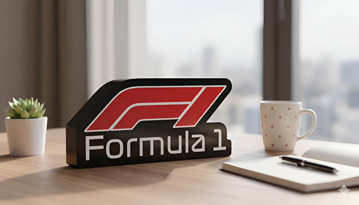 Lampara Velador Led 3d Formula 1 Negro Blanco