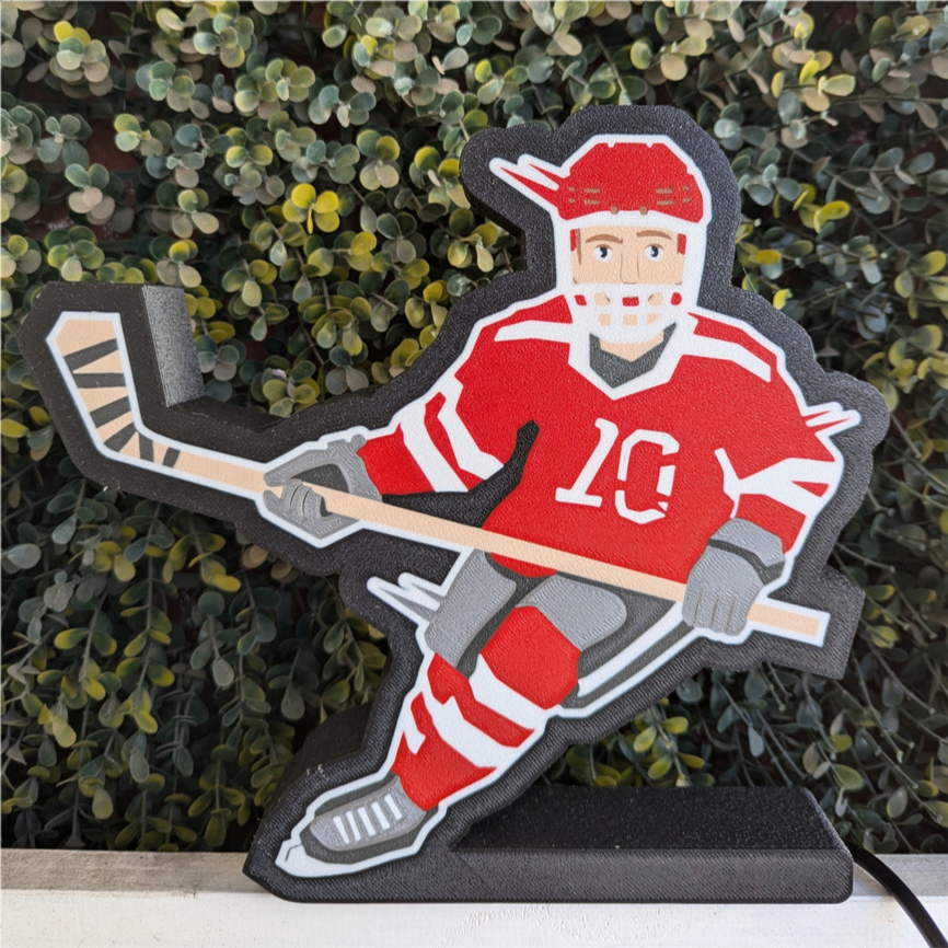 Lampara Velador Led 3d Jugador De Hokey Negro Blanco - Image 2