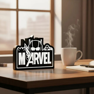 Lampara Velador Led 3d Marvel Negro Blanco