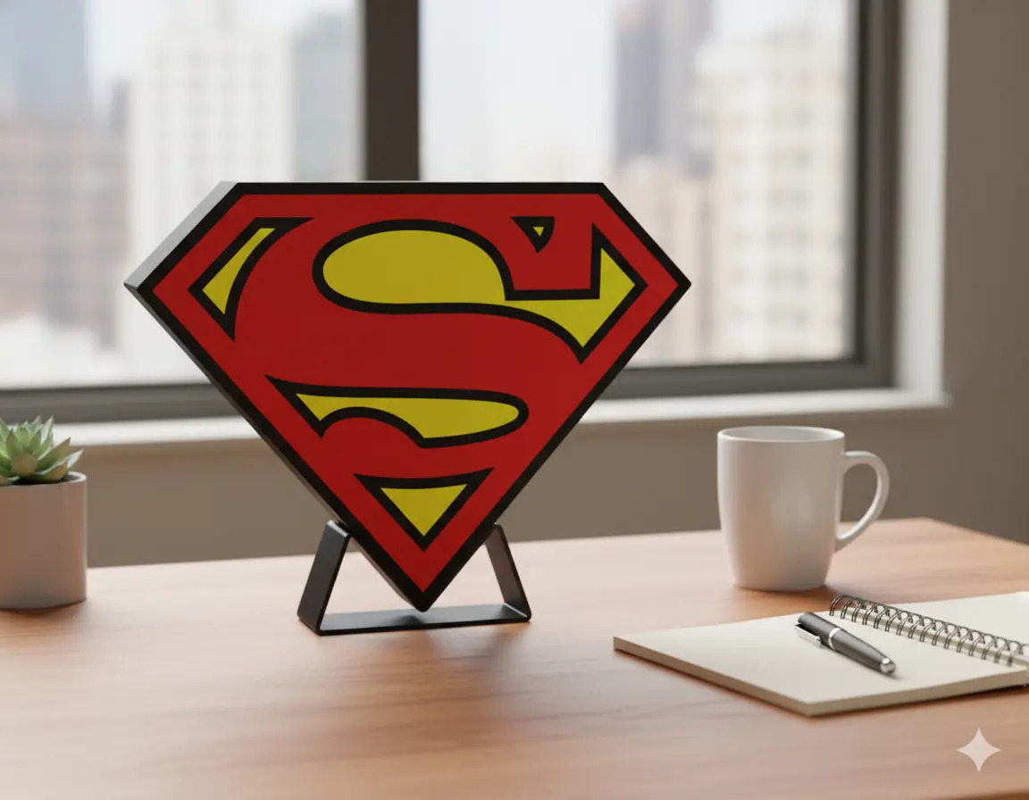 Lampara Velador Led 3d Superman Casatridimensional Blanco