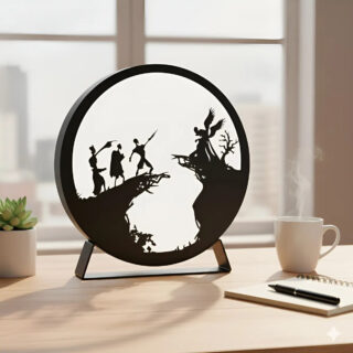 Lampara Velador Led 3d Harry Potter Three Brothers Negro Blanco