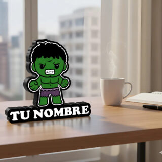 Lampara Velador Led 3d Hulk Personalizable Negro Verde