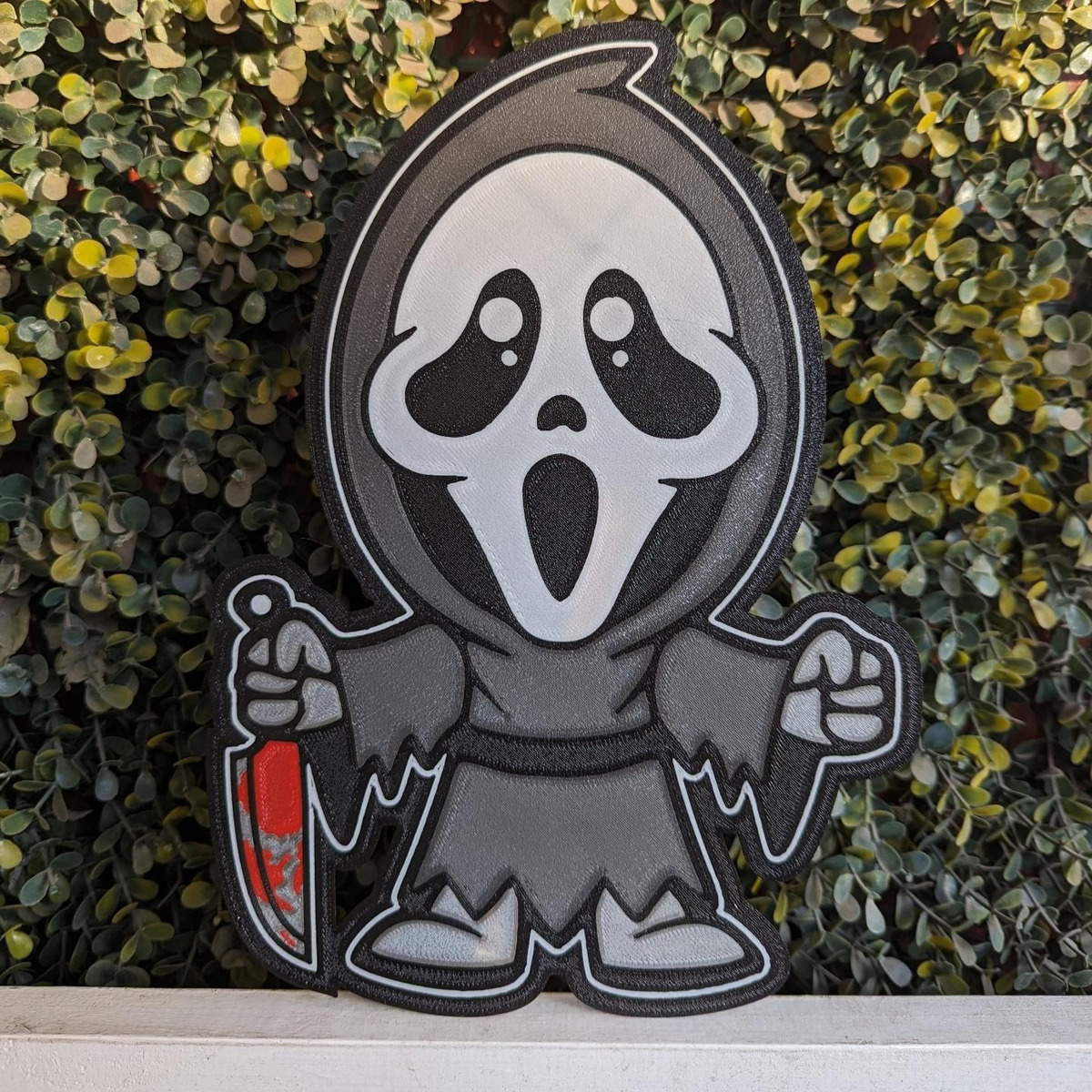 Lampara Velador Led 3d The Scream Negro Blanco - Image 2