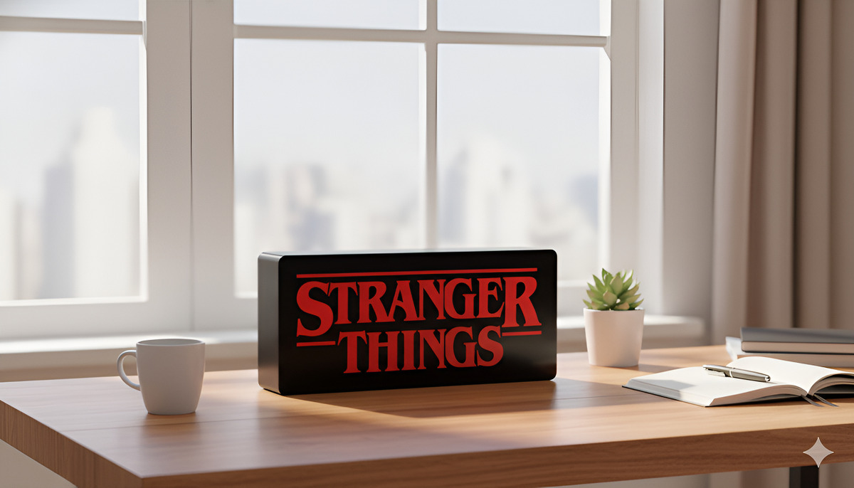 Lampara Velador Led 3d Stranger Things Negro Blanco