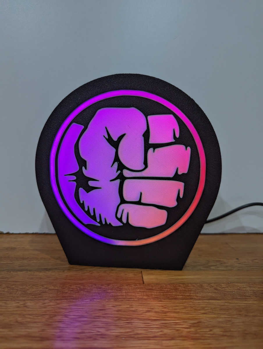 Lampara Velador Led 3d Hulk Negro Blanco - Image 2