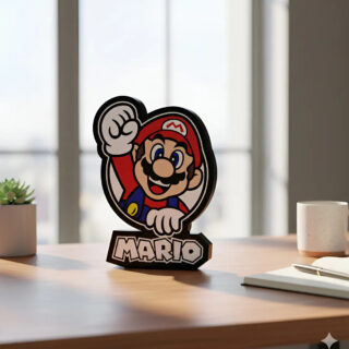 Lampara Velador Led 3d Mario Personalizable Negro Blanco