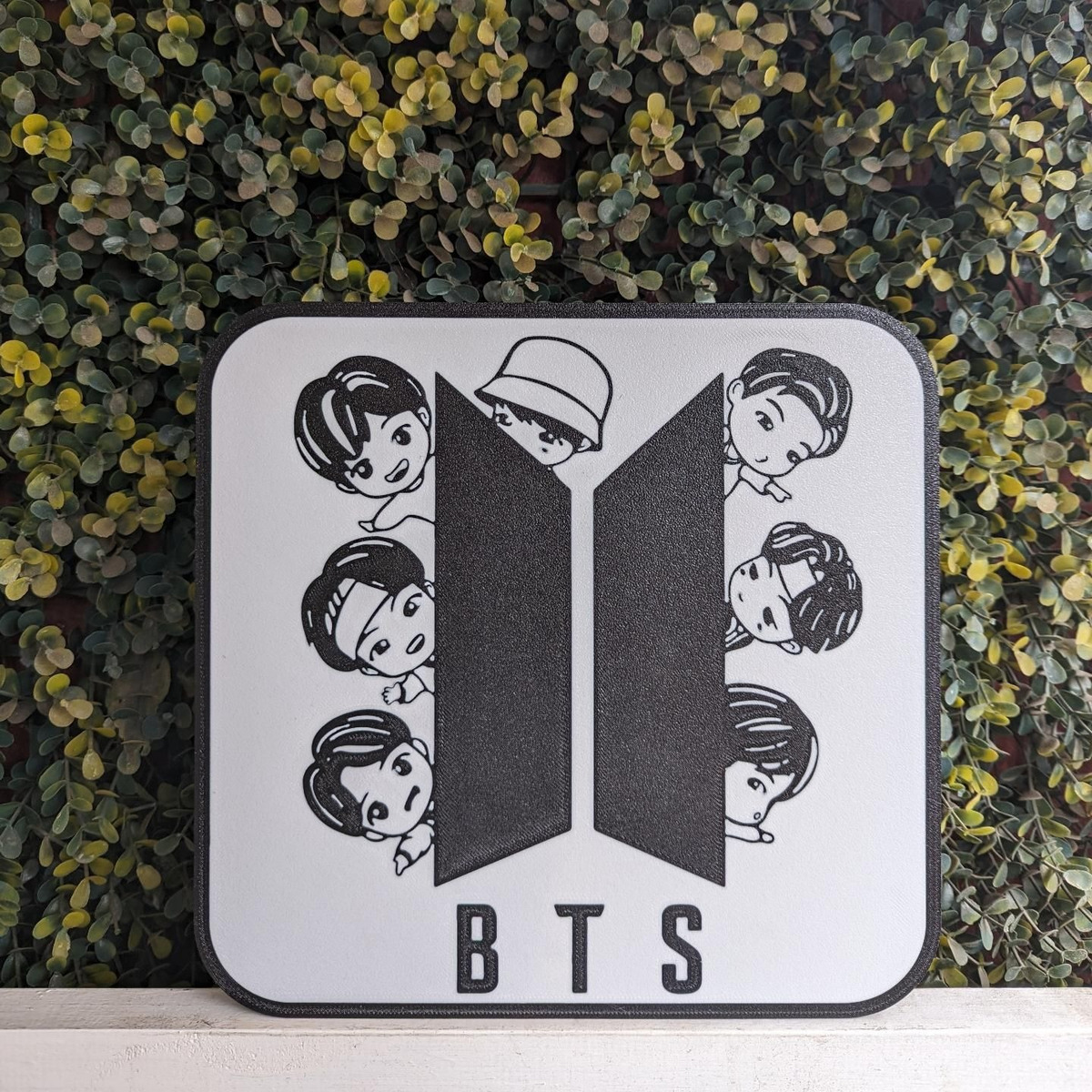 Lampara Velador Led 3d Bts Negro Blanco - Image 2