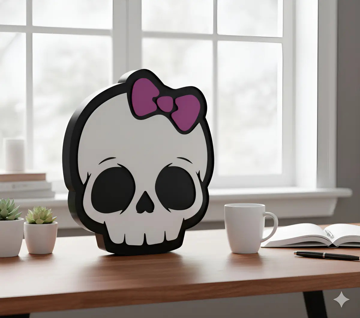 Lampara Velador Led 3d Lampara Craneo Cute Negro Blanco