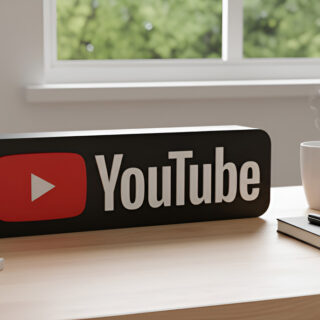 Lampara Velador Led 3d Youtube Negro Blanco