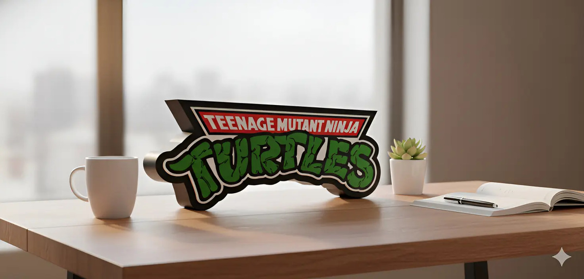 Lampara Velador Led 3d Tortugas Ninjas Negro Blanco