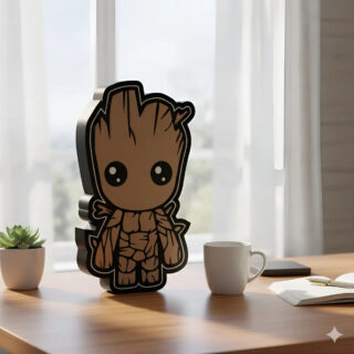 Lampara Velador Led 3d Groot Negro Blanco