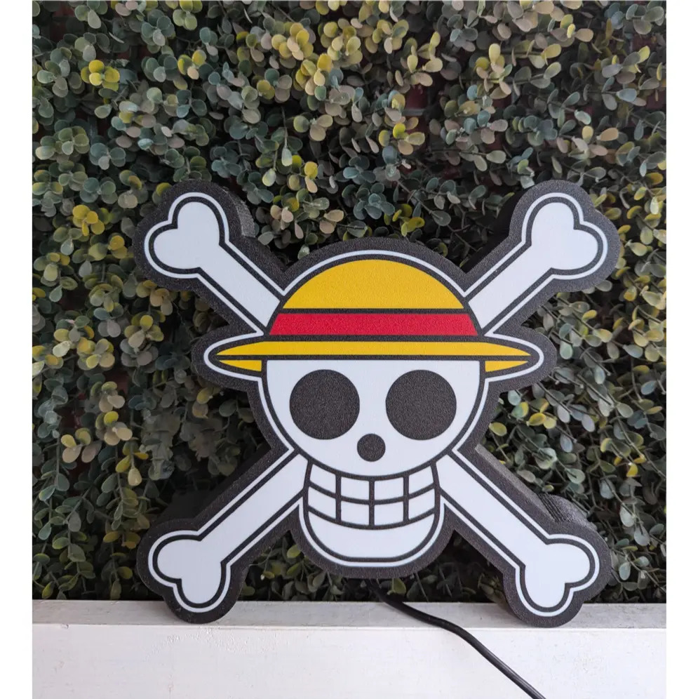Lampara Velador Led 3d One Piece Hueso Negro Blanco - Image 2