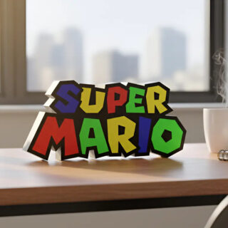 Lampara Velador Letrero Led 3d Super Mario Negro Blanco