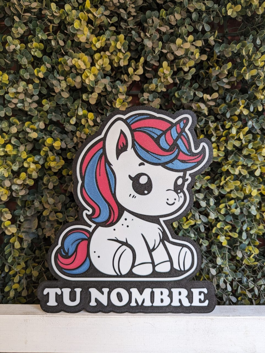 Lampara Velador Led 3d Unicornio Personalizable Negro Blanco - Image 2