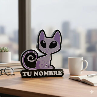 Lampara Velador Led 3d Kid Vs Kat Personalizable Negro Blanco