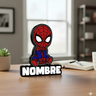 Lampara Velador Led 3d Spiderman Personalizable Negro Blanco