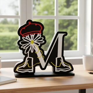 Lámpara De Mesa Margarita Casatridimensional Negro Blanco