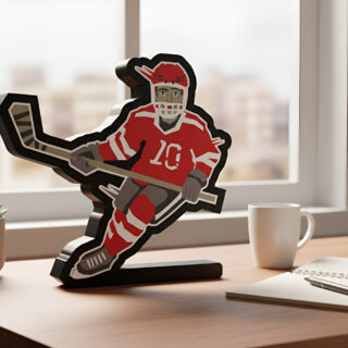 Lampara Velador Led 3d Jugador De Hokey Negro Blanco