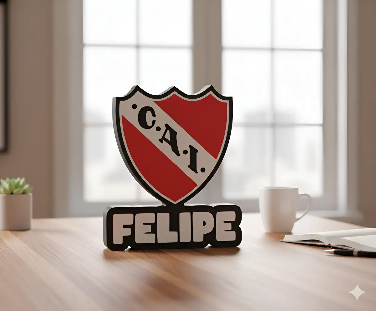 Lampara Velador Led 3d Escudo Independiente Personalizable Negro