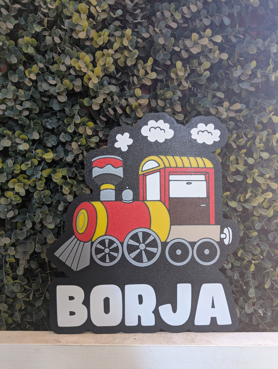 Lampara Velador Led 3d Tren Con Nombre Negro Blanco - Image 2