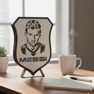Cuadro Impression 3d (escudo) De Messi Blanco Negro