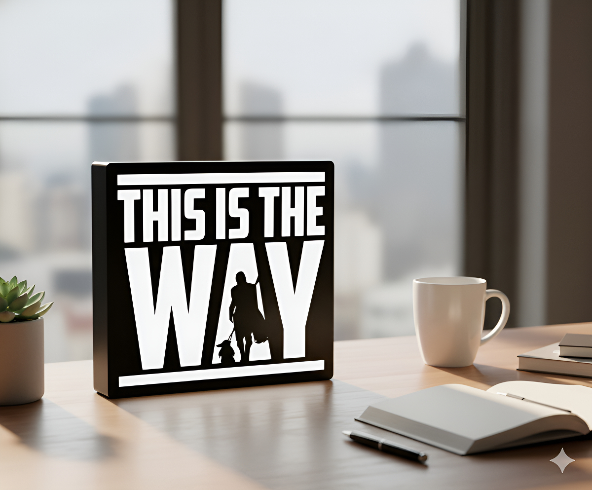 Lampara Velador Led 3d Mandalorian This Is The Way Baby Joda Negro Blanco